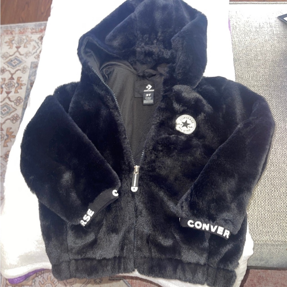 NEW! Fuzzy converse toddler girl jacket